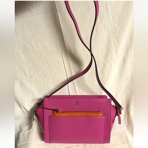 NWT Kate Spade Adelia LEATHER Crossbody Bgnvl/Cbon Pink Shoulder Bag Messenger